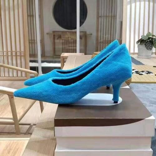 Wool Pumps Women Sexy High Heels Shoes Woman Spring 2020 Ladies Shoes Luxury Scarpe Donna Cozy Sapato Feminino Zapatos De Mujer