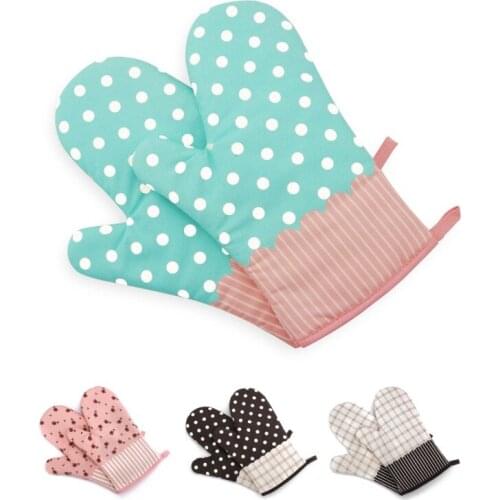 1PC Cross Silicone Baking Gloves Lining Oven Mitts Kitchen Cooking Non-Slip Grip Pot Holders 11-Inch Heat Resistant Woven Cotton