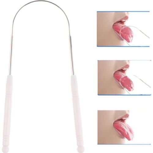 1pcs Tongue Scraper Stainless Steel Oral Tongue Cleaner Brush Tongue Toothbrush Oral Hygiene Care Tools