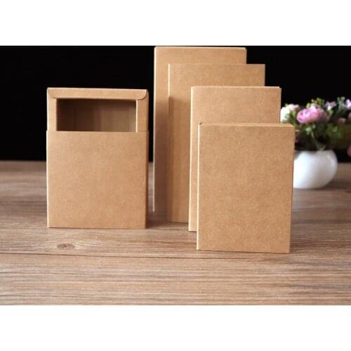 10pcs kraft paper packaging cardboard box brown small packaging gift box large paper drawer boxes gift jewelry soap candy boxes