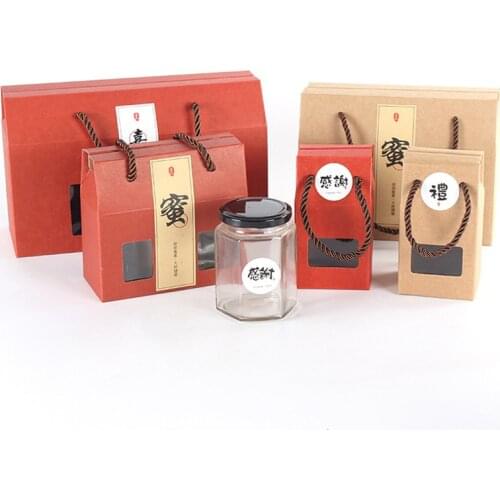 100pcs/lot 8 Size Window box kraft paper gift box honey jam tea brown sugar box Candy Box#38119