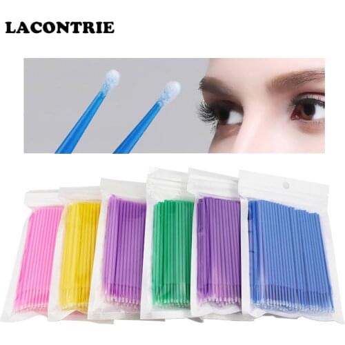 100pcs Disposable Make Up Eyelashes brush for Women Makeup eyelash applicator eyebrow brush Durable lash cleaning Cotton Swab