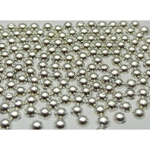 1000 Metallic Silver Colour Flatback Round Half Pearl 4mm Scrapbook Nail Art Craft