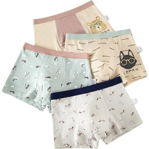 2Pcs Lot 2 To 10 Years Boys Underwear Boxer Cartoon Design Kids Cotton Briefs Panties Soft Shorts Childrens Clothing
