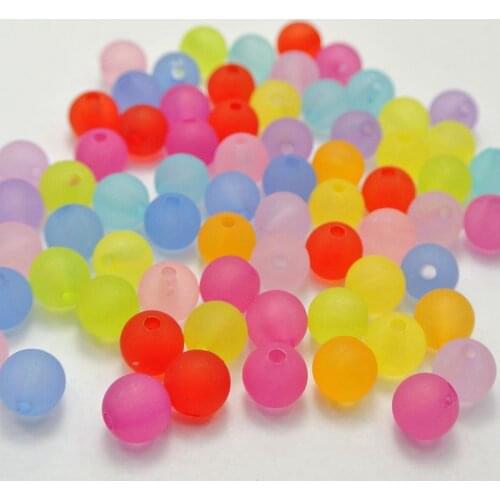 200 Mixed Color Frost Acrylic Round Beads 8mm Smooth Ball