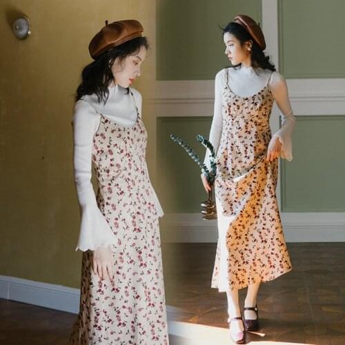 2020 new fashion womens clothing Sleeveless Spaghetti Strap Vintage Print dresses for women dress