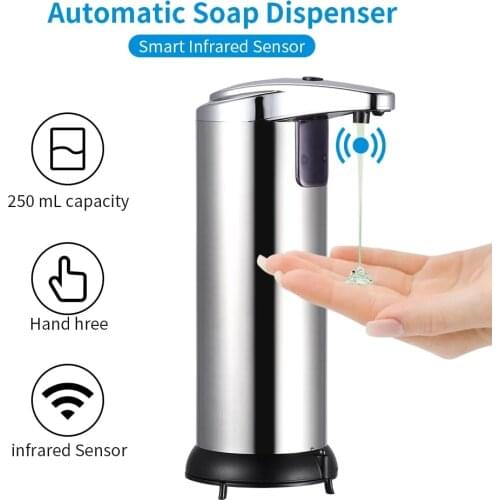 250ml Stainless Steel Automatic Soap Dispenser Handsfree Automatic IR Smart Sensor Touchless Soap Liquid Dispenser