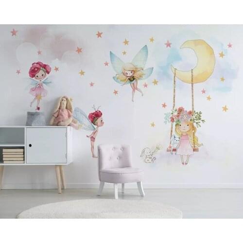 Cute elf girl children cartoon 3d wallpaper papel de parede,living room sofa TV wall kids'room wall papers home decor mural