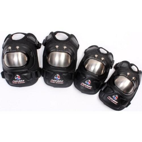 4pcs Motorcycle Motocross Off-road ATV MX Stainless Steel Racing Rider Elbow & Knee Pads Armor Impact Shin Leg Protective Guard