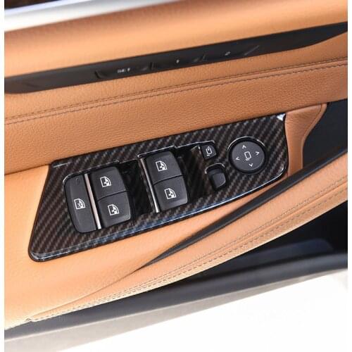 4 x Carbon fiber For BMW New 5 Series G30 2017 2018 Car ABS Plastic Chrome Window Lift Button Frame Trim Accessories