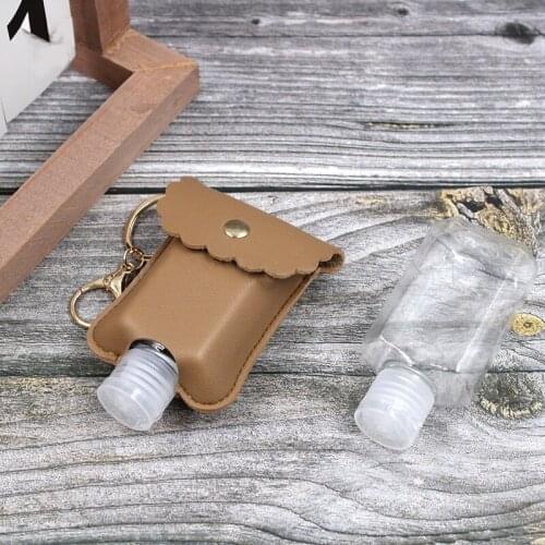 5 Color Portable Refillable Squeeze Empty Bottle Leakproof Plastic Travel Bottle For Hand Sanitizer With Leather Keychain Holder