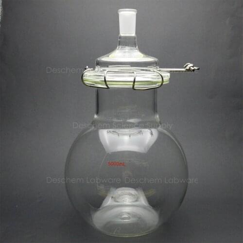 5000ml,24/40,Glass Reaction Vessel,Single Neck,Flat Bottom Reactor,W/Clamp & Lid