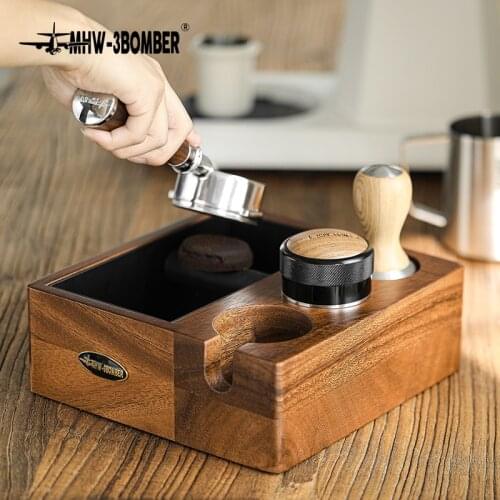 MHW-3BOMBER Coffee Residue Box Knock Basket Solid Wood Stainless Steel Barista Tools Coffee Machine Accessories Latte Espresso