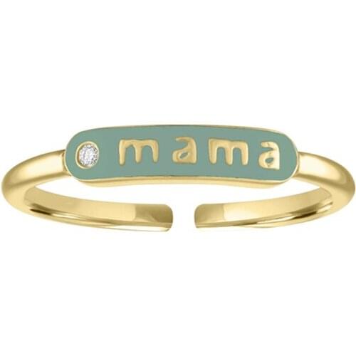 CANNER Enamel Heart Gold/Silver Rings for Women Girl Jewelry 925 Sterling Silver MAMA Finger Rings Open Ring Mothers Day Gifts