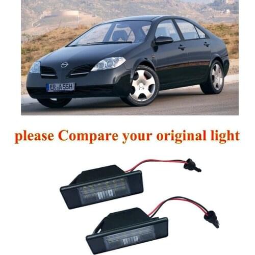2pc Car Accessories Special Car License Plate Light Lamp For nissan PRIMERA P12 (02/2001-01/2006) canbus error free