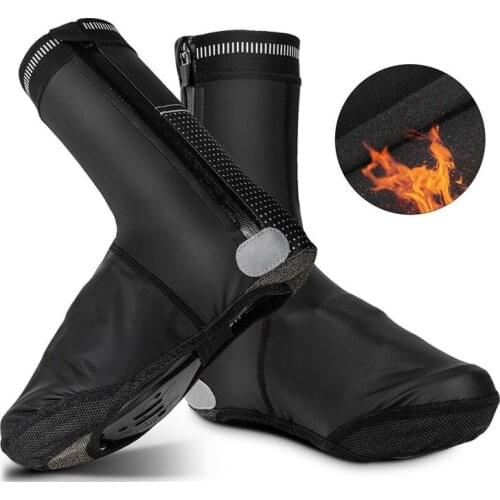 Bike Overshoes Warm Velvet Waterproof Cycling Shoe Cover Mountain Road Bike Lock Shoe Accessories Autumn Winter Equipment