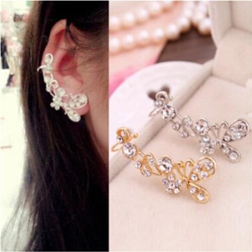 Free Shipping Butterfly Small Floewr Earrings One Wear Trendy Fashion Temperament Korean Earrings Fine Jewelry For Women Gift