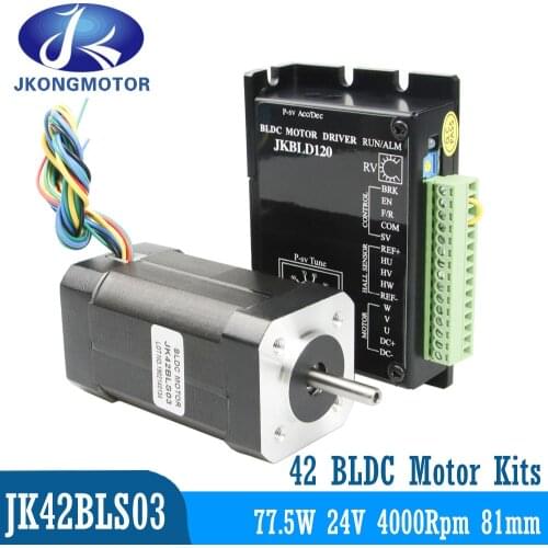 Jkongmotor 42BLS03 BLD120 Brushless DC Motor 4.8A 77.5W 24V 4000rpm 42 BLDC Motor With hall sensor for Textile machinery robot