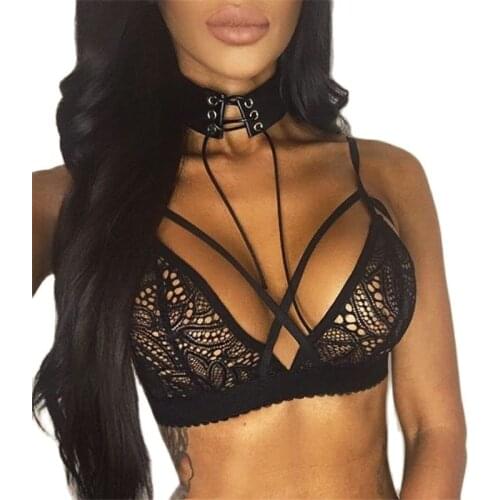 Womens Sexy Bra Polyester Lace Lingerie Thin Straps Babydoll Hollow out Floral Bralette Comfortable Breathable Underwear