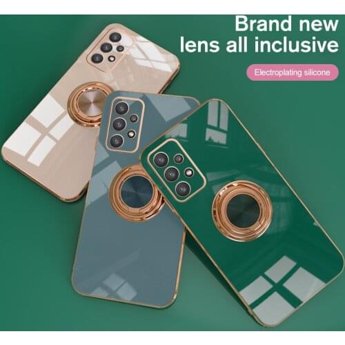 Camera Protect Plating Case For Samsung Galaxy A32 5G A52 A72 4G A42 A 32 72 52 Car Magnetic Ring shockproof Soft Silicone Cover