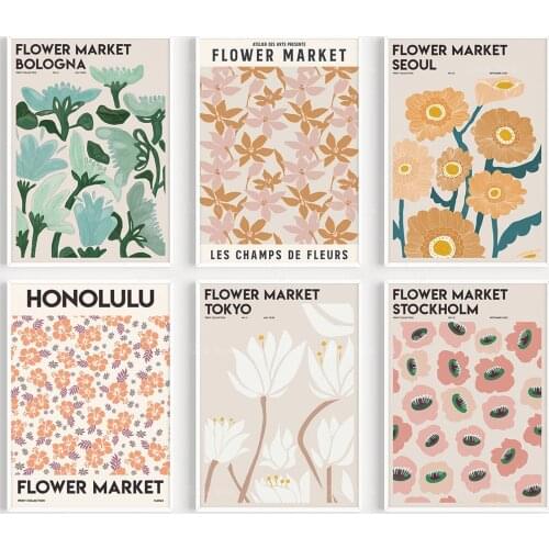 Flower Market , Gallery Wall Set, Flower Market Print, Botanical Wall Art, Flower Poster Set, Flower Market Poster,Digital Print