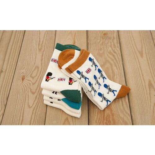 DHL 100pair Male Cotton Soldier Cartoon Absorb Sweat Comfortable Man Socks EUR39-44