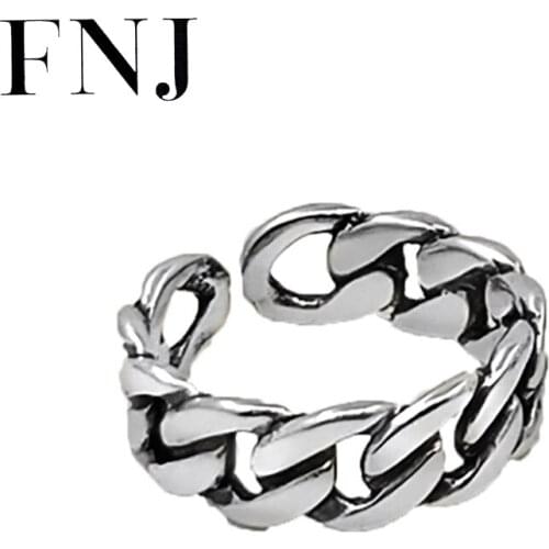FNJ Rope Rings 925 Silver Adjustable Size Open Popular S925 Solid Silver Ring for Women Jewelry Fine