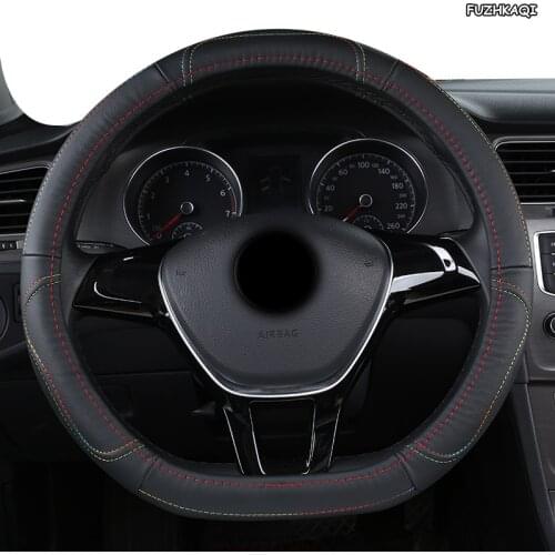 FUZHKAQI Leather Car Steering Wheel Cover For Ford Focus 2 3 MK2 Fiesta Fusion Mondeo MK4 Kuga Ranger F150