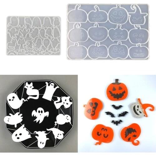 Halloween Pumpkin Ghost Bat Keychain Epoxy Resin Mold Earrings Pendant Silicone Mould DIY Crafts Jewelry Necklace Casting Tools