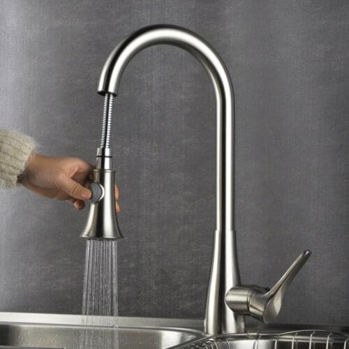 Chrome clour pull out kitchen faucet mixer tap Single hole bar New