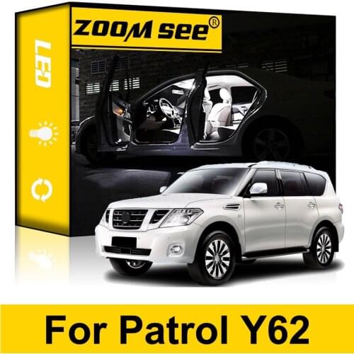 Professional White Canbus LED interior dome indoor bulb + customized vanity mirror light kit For Nissan Patrol Y61 Y62 2000-2019