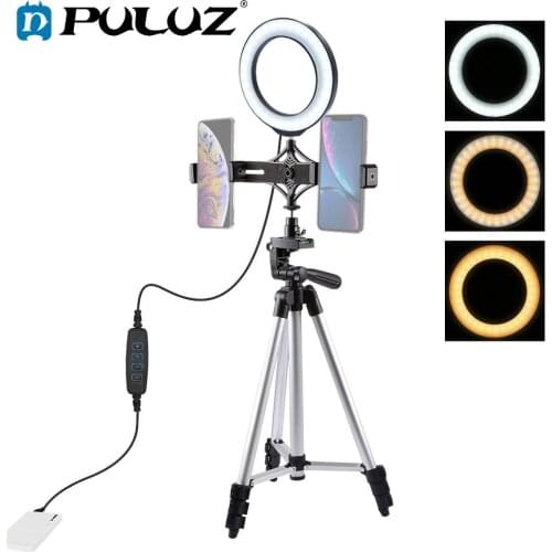 PULUZ 6.2 inch LED Selfie Ring Light & Tripod Stand &Cell Phone Holder Vlogging Video Light Kits For YouTube Video Shooting