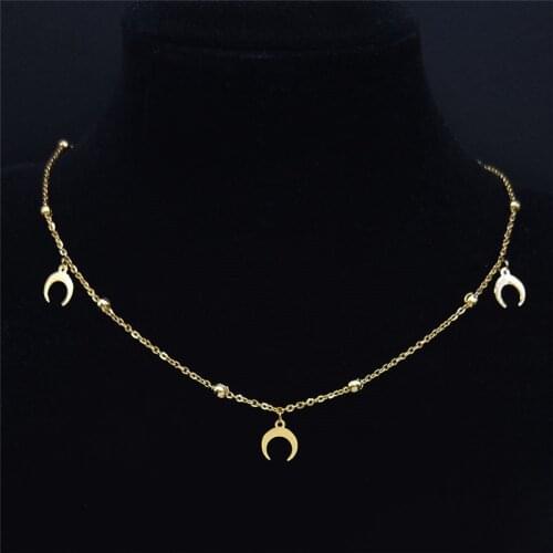 Witchcraft Moon Stainless Steel Necklaces Pendants for Women/Men Gold Color Layered Necklaces Jewelry acier inoxydable NCPXL5S02