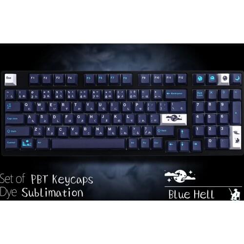 PBT Keycap 129 Keys Cherry Profile DYE-SUB Personalized GMK Blue Hell keycaps For Mechanical Keyboard