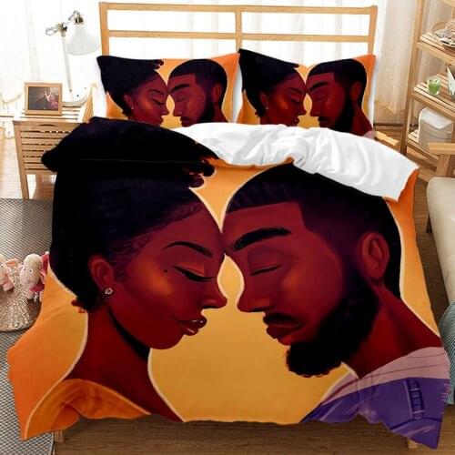 Handsome African Black Boy Down Duvet Cover Loving African Couple Duvet Cover Queen Bedding 3D Digital Printing Bed Set