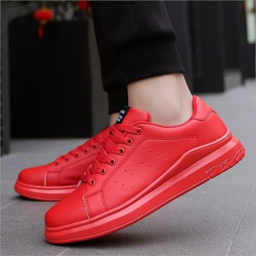 2020 New Women Vulcanized Shoes Sneakers Couple Lace-up Red Basket Shoes Breathable Walking Sewing Woman White Casual Flat