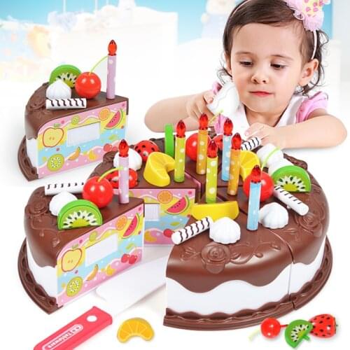 37pcs Kids Kitchen DIY Cake Toy Role Play House Cut Fruit Food Plastic Birthday Cake Toy Educational Children Baby Boy Girl Gift