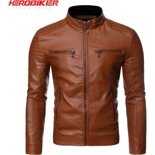 HEROBIKER Motorcycle Jacket Moto Windproof PU Leather Retro Men Moto Riding Jacket Casual Motobike Jacket Chaqueta Four Seasons
