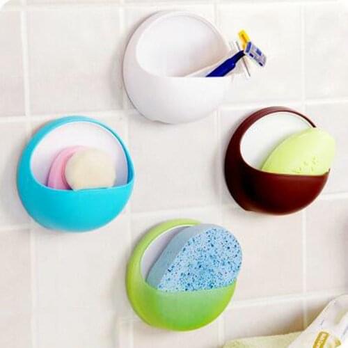 Hot Qualified Dropship Plastic Suction Cup Soap Toothbrush Box Dish Holder Drain Rack Bathroom Shower Accessory random