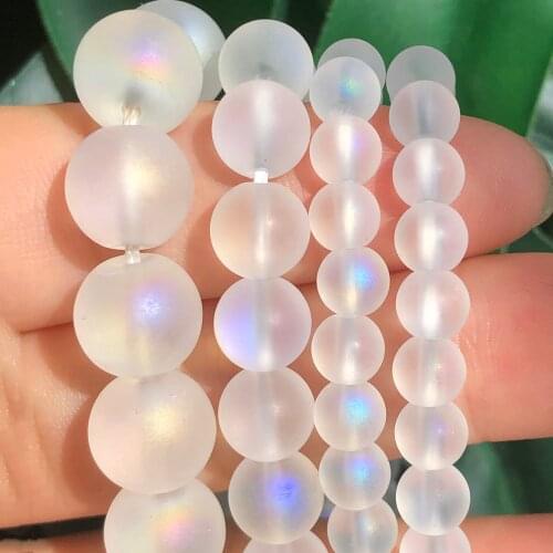 Matte Blue Light White Crystal Glass Beads For Jewelry Making Diy Bracelet Accessories Round Spacer Beads 6/8/10mm 1 Strand