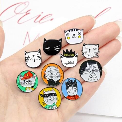 Cartoon Cat Big Family All Kinds Of Dress Up All Kinds Of Expressions Cute Cat Animal Badge Cat Sheriff Match Brooch Badge Ename