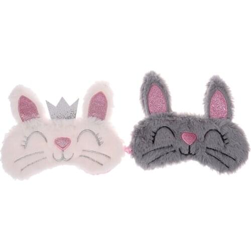 Soft Plush EyeMask Cute Love panda Eye Cover Rabbit Plush Sleeping Mask Eyepatch Cartoon Nap Eye Shade Blindfold For Travel Home
