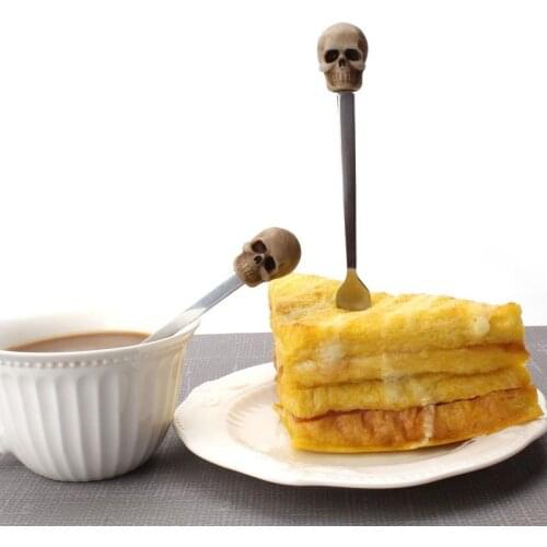 3D Personality Skull Cutlery Fork Spoon Set Eco Friendly Dinnerware Set Creative Tableware Kitchen Accessories Kitchen Items