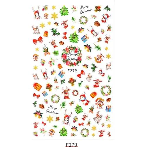 2Pcs Christmas Halloween Nail Sticker Santa Claus Elk Gift Back Glue Decal Full Wrap Xmas Cartoon Winter Decal