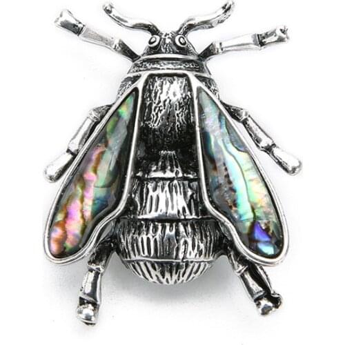 Natural Beach See Abalone Shell Pedant Vintage Style Insect Beetle Charm Pendant for DIY Necklace Jewelry Making Findings