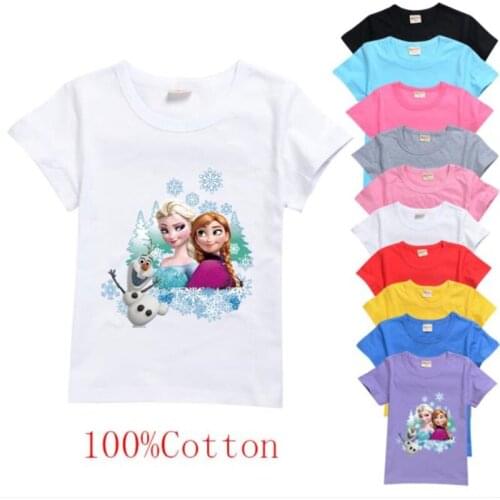 2021 new Disney snow country cartoon childrens wear t-shirts summer cool hot unlined upper garment of absorbent cotton blouse