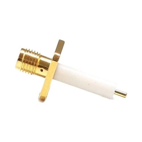 10pcs NEW SMA Female Jack RF Coax Connector 4-hole Flange Solder post Straight Insulator Long 15mm Goldplated wholesale