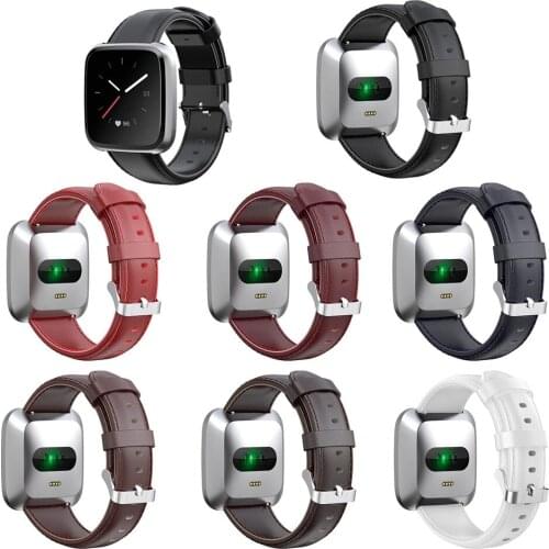 New 23mm Leather Smartwatch Strap Band for Fitbit Versa Lite for Fitbit Versa Replacement Band Bracelet Wristband Accessories