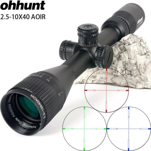 Ohhunt 2.5-10X40 AOIR Hunting Optics Riflescopes Half Mil dot R/G/B Illuminated Reticle Turrets Lock Reset Full Size Rifle Scope