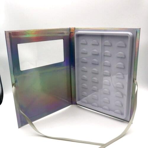 Wholesale 16 Pairs Eyelash Book Boxes Packaging with Tray Empty Laser Case Package Makeup Tools Suppliers